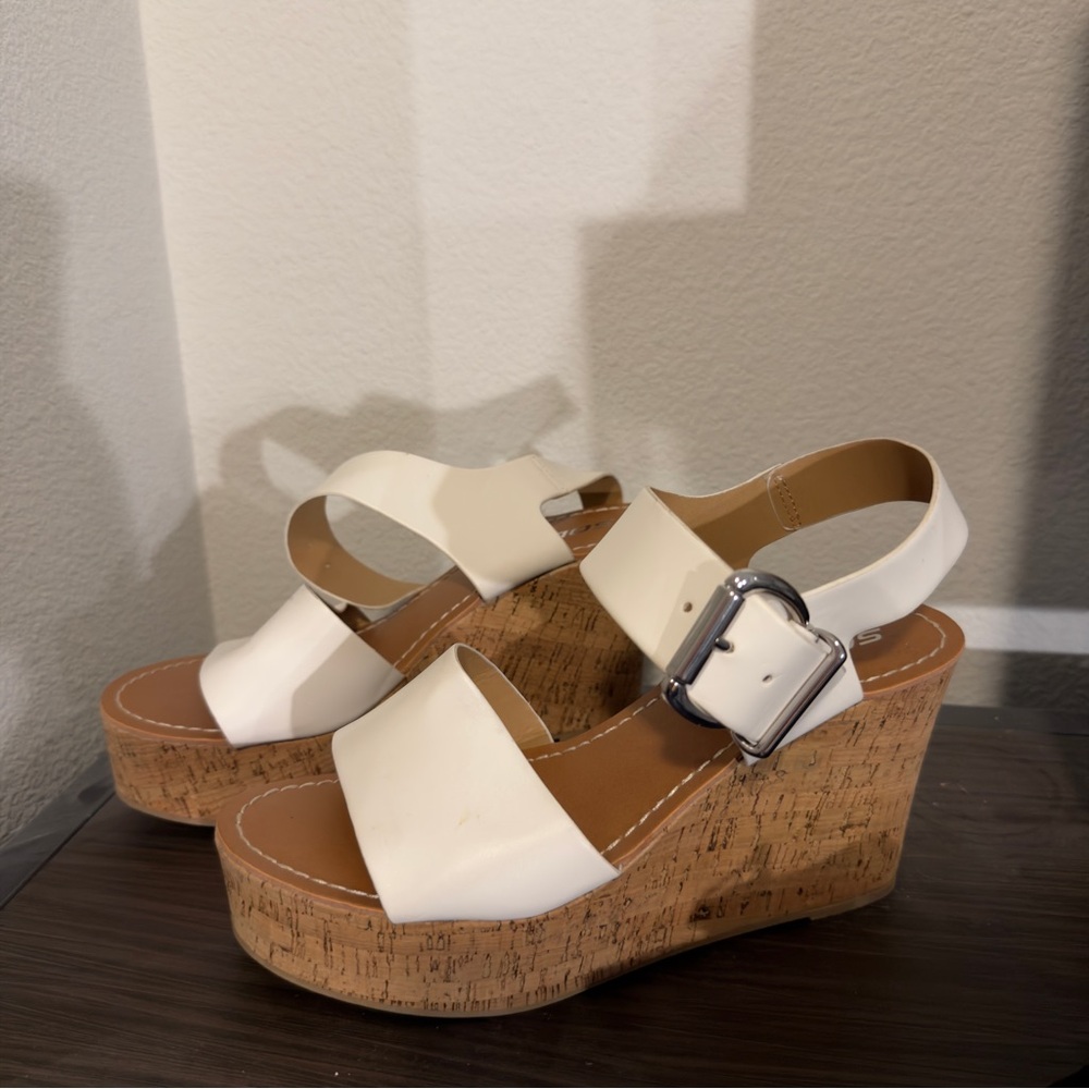 Women's Cream Wedge Sandals